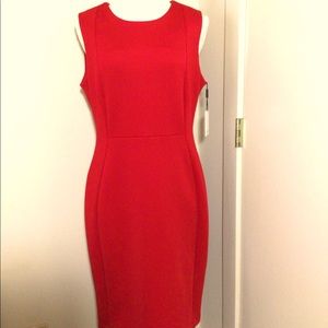 Calvin Klein Red Sleeveless Sheath Dress Sz 12